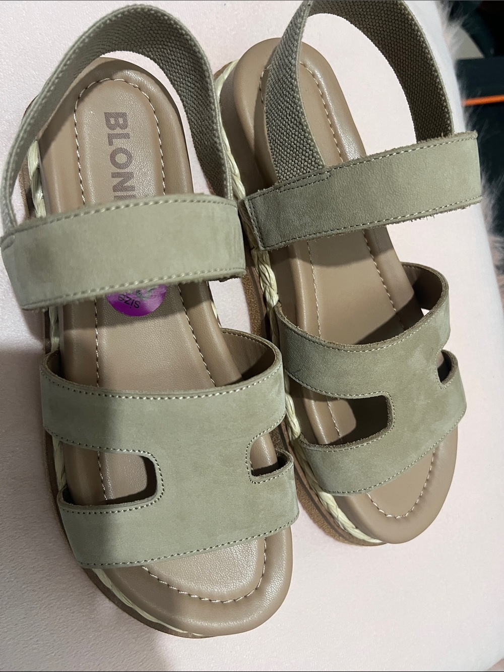 Blondo Olive Green Double-Strap Suede Sandals